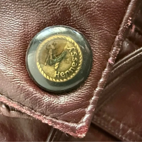 Hennessy 1765 Vintage Burgundy Leather Jacket with Belt - Picture 9 of 15
